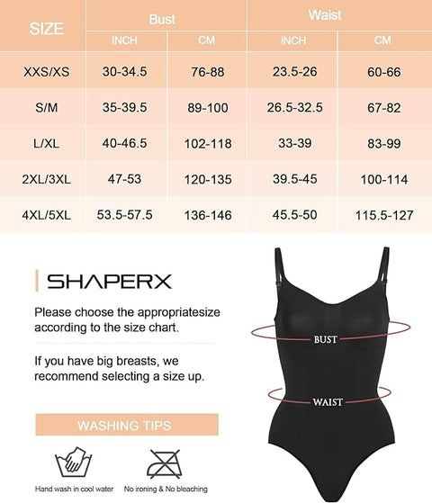 SHAPERX Women's Tummy Control Seamless Sculpting Thong Bodysuit Shapewear Tank Top Black Color