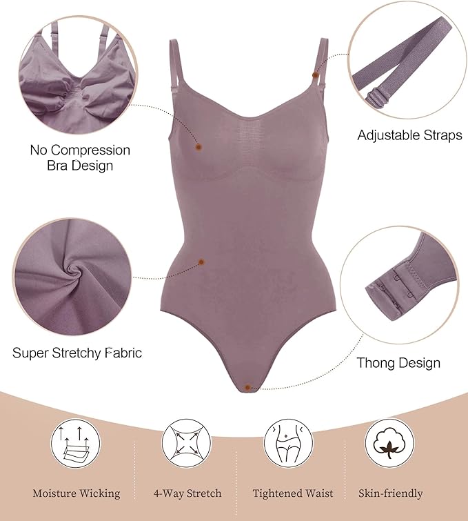 SHAPERX Bodysuit for Women Tummy Control Shapewear Seamless Sculpting Thong Body Shaper Tank Top Umber Color