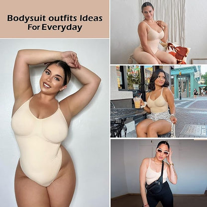 SHAPERX Bodysuit for Women Tummy Control Shapewear Seamless Sculpting Thong Body Shaper Tank Top Beige  Color